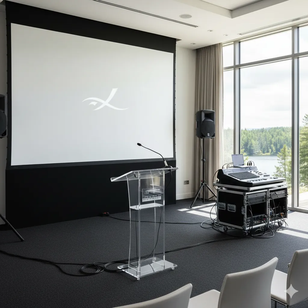 AV setup for a corporate presentation