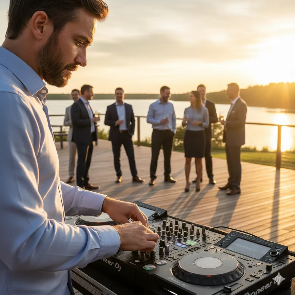 DJ playing at a corporate networking event