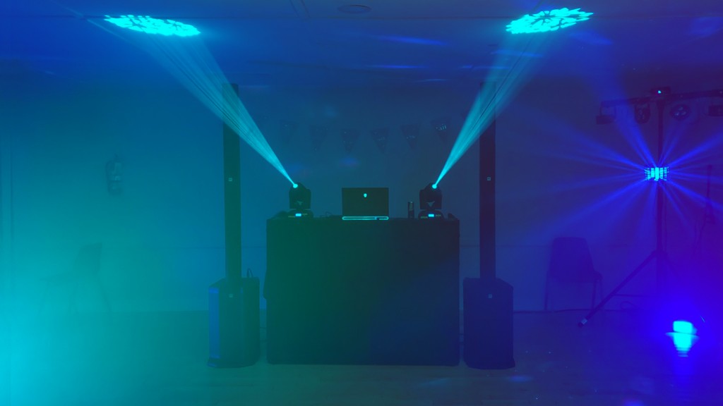 Wedding DJ setup with RGB lights in Haliburton, Ontario