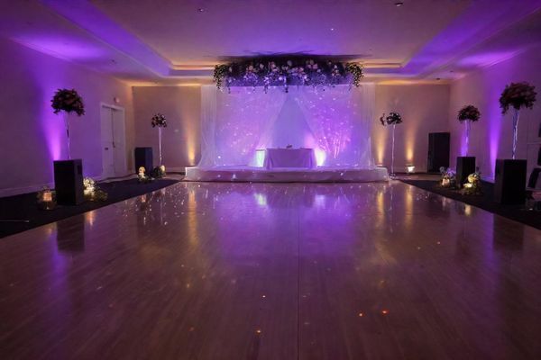Hall wedding setup with DJ in Peterborough, Ontario